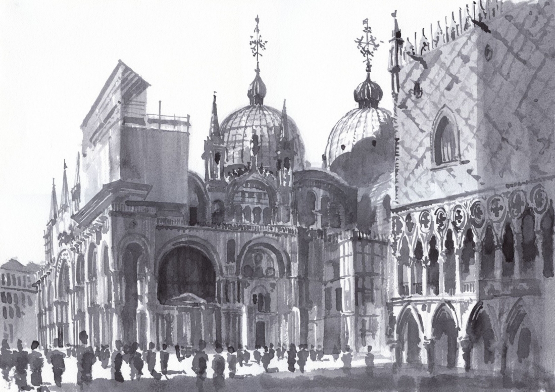 Venice. San Marco. Paper, ink, brush. 2013