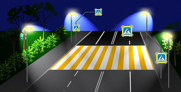 Светящиеся знаки на пешеходных переходах
