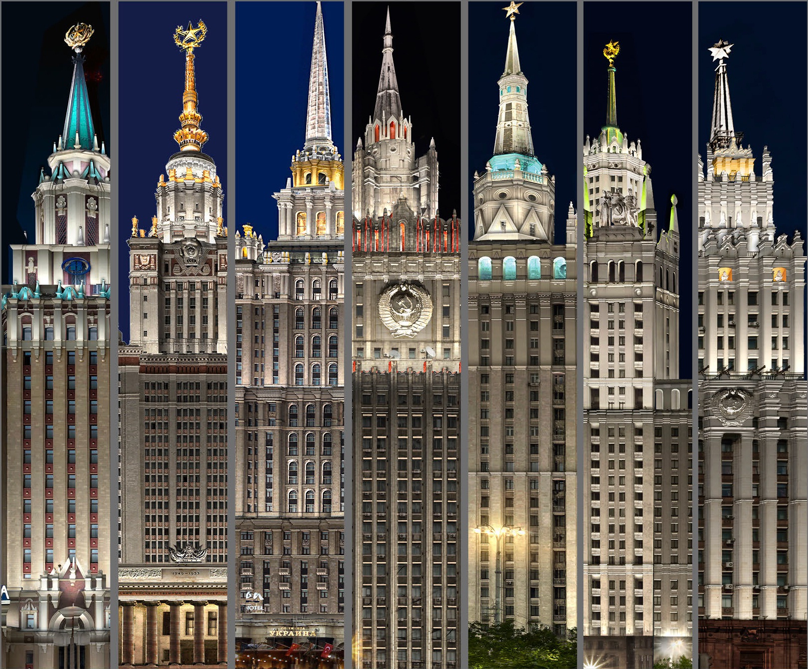 проект единой светоцветовой среды семи зданий сталинских высоток 