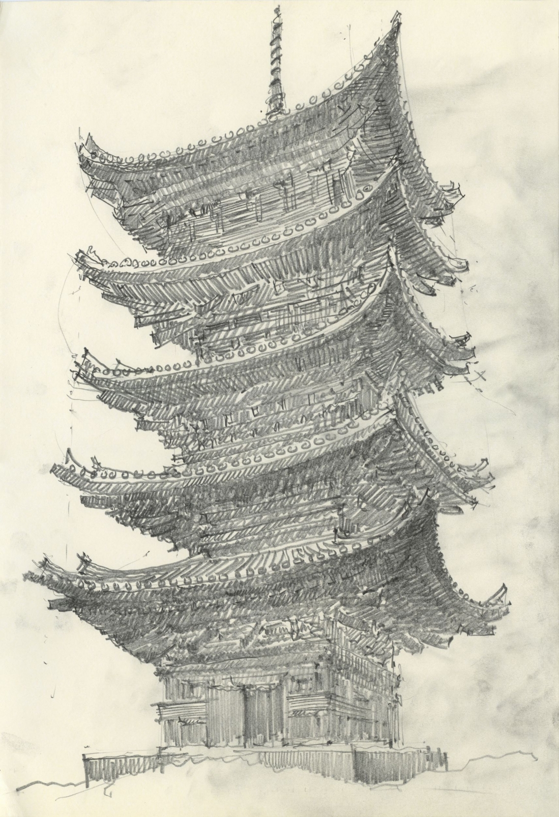Kyoto. Pagoda. Paper, pencil. 2011